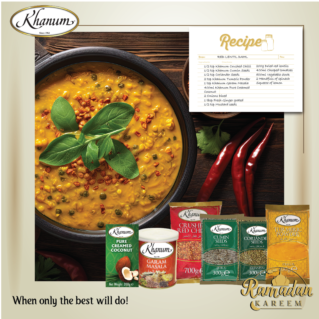 Red lentil Dahl Serves 4